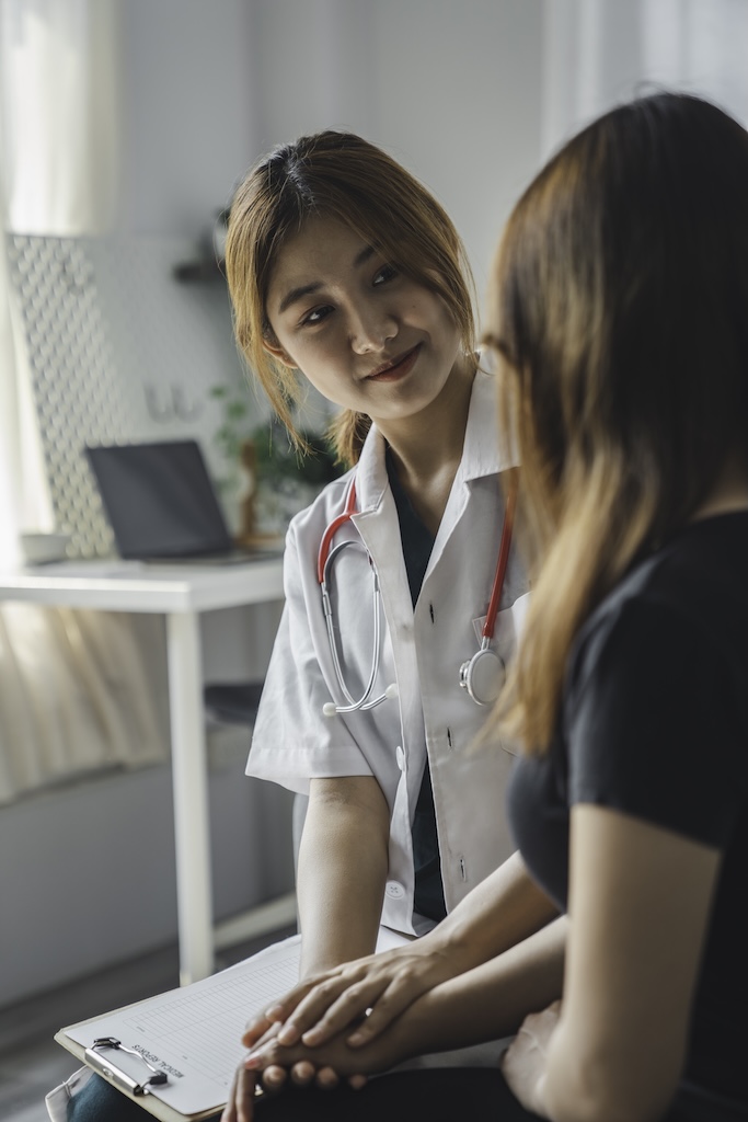 Provider talking to patient support giving hope mental health recovery