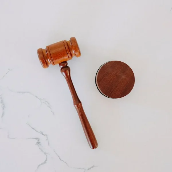 gavel on a marble background